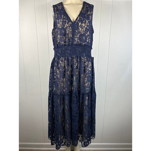 Gabby Skye women’s size 14 navy blue Tiered Lace dress. NWT. - Picture 1 of 8